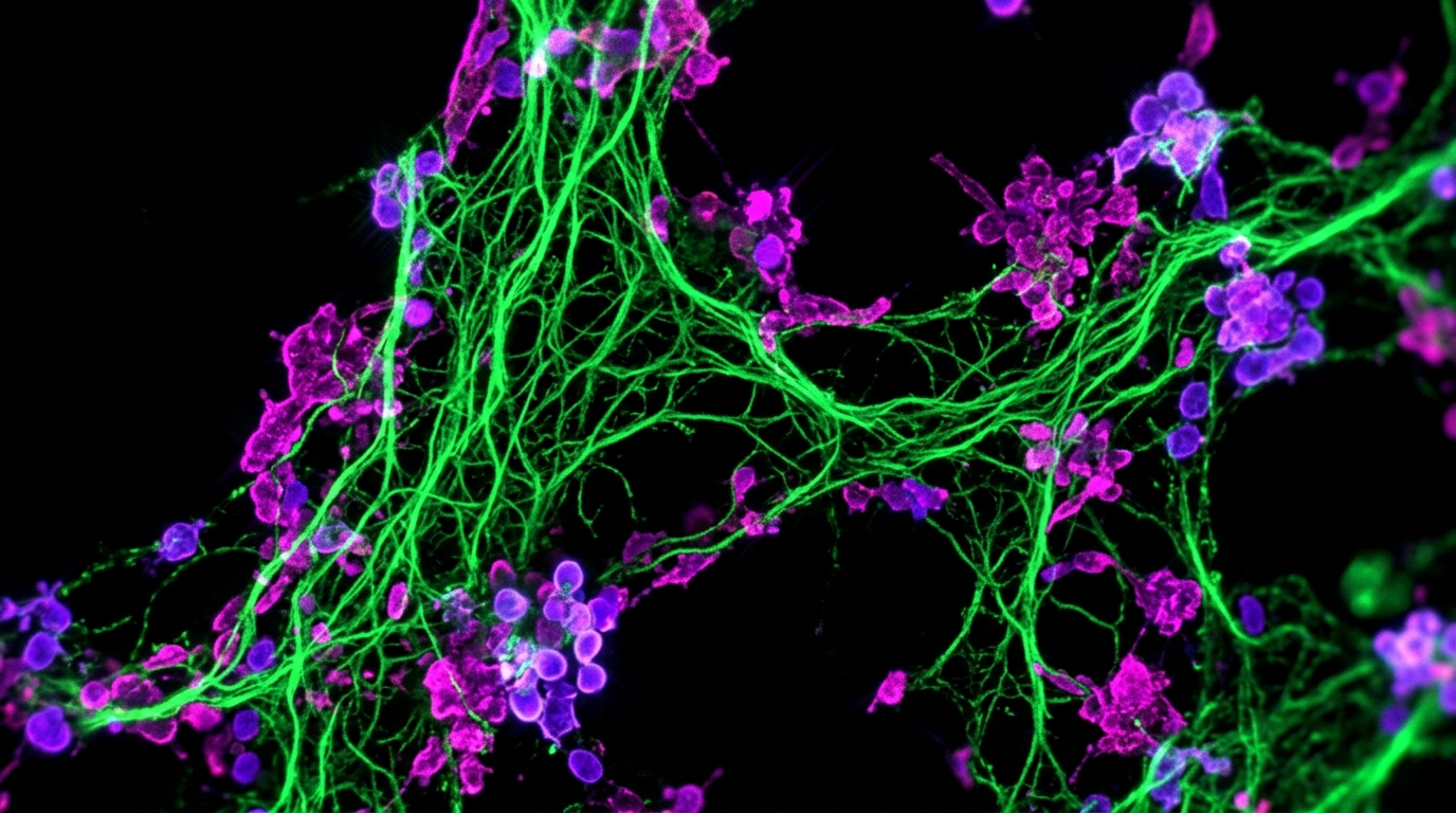 Fluorescence microscopy showing Thioflavin T positive microclots and activated platelets